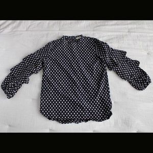 Black and white statement sleeve blouse